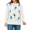 Mary Square Spruce Crewneck Sweatshirt In White In Green