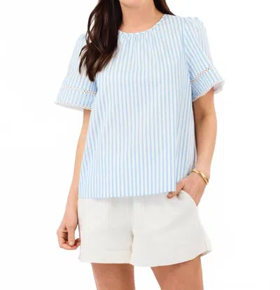 Mary Square Tabby Top In Pin Stripe Blue