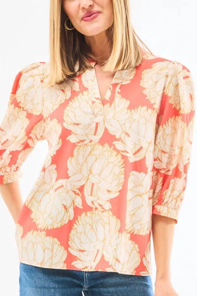 Mary Square Tamryn Fall Floral Top In Fire In Pink