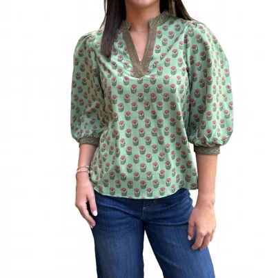 Mary Square Tamryn Top In Floral Foulard Vineyard In Gray