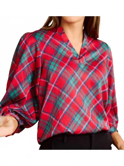 Mary Square Tamryn V-neck Top In Plaid Pink In Multi