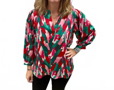 Mary Square Tamryn V-neck Top In Multi