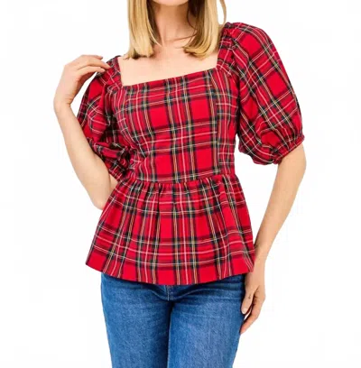 Mary Square The Isabel Top In Red Plaid