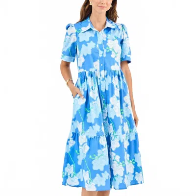 Mary Square The Jema Orchid Reverie Midi Dress In Blue