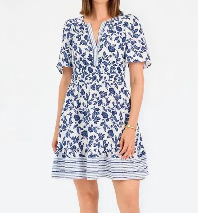 Mary Square Tracey Mini Dress In Ivy Script Navy In Multi