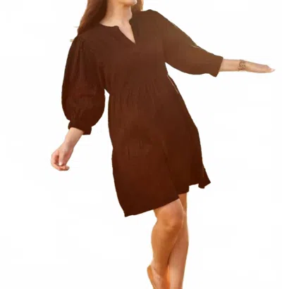 Mary Square V Neck Mini Dress In Cooper Black In Multi