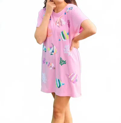 Mary Square Anna Mini Dress In Fish In Pink