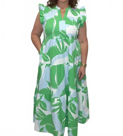 Mary Square Women's Kari Dress In Light Blue And Green