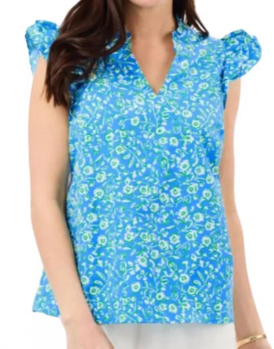 Mary Square Leigh Meadow Line Top In Blue