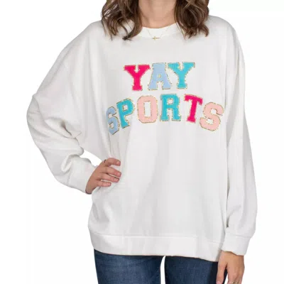 Mary Square Yay Sports Sweatshirt In Ivory