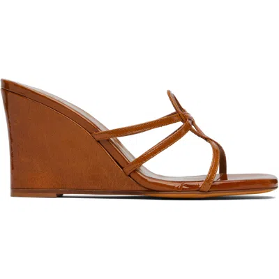 Maryam Nassir Zadeh Brown Opera Wedge Heeled Sandals In 786 Sella Patent