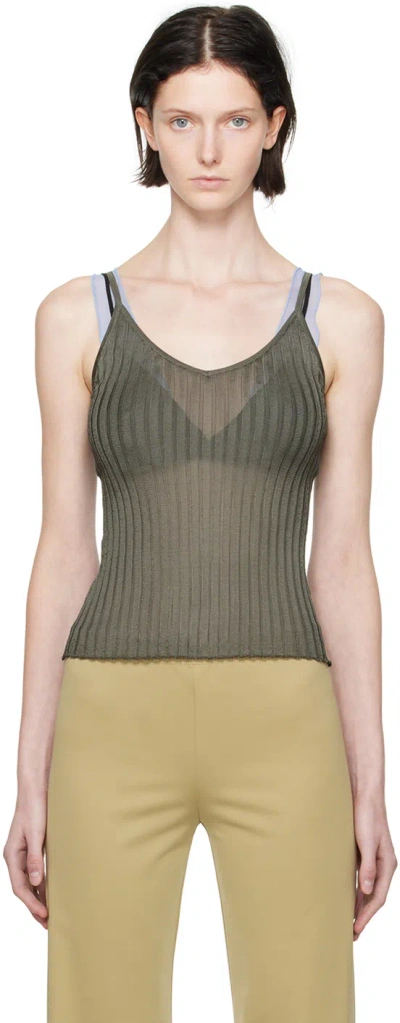 Maryam Nassir Zadeh Green V-neck Camisole In 1259 Crane