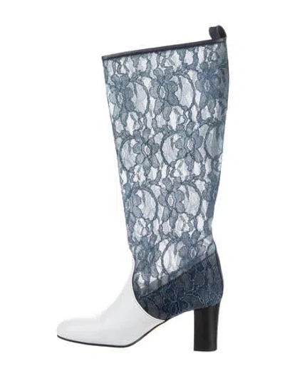 Pre-owned Maryam Nassir Zadeh Lace Leather Trim Embellishment Rain Boots In Multi