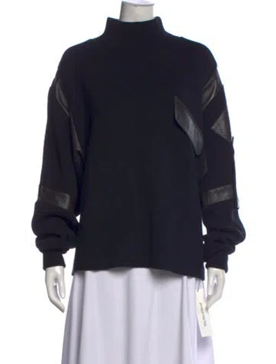 Pre-owned Maryam Nassir Zadeh Lamb Leather Turtleneck Sweater In Black