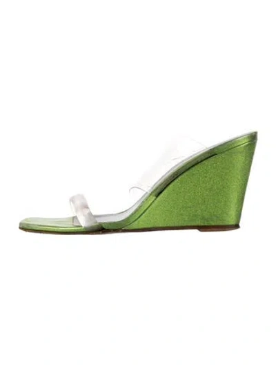 Pre-owned Maryam Nassir Zadeh Leather Slides In Green