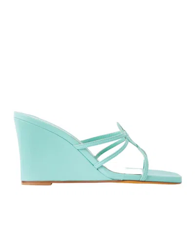 Maryam Nassir Zadeh 70 Opera Leather Wedge Sandals In Blue