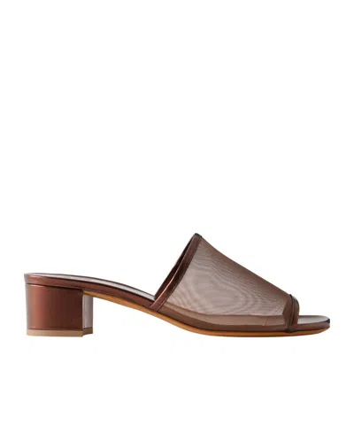 Maryam Nassir Zadeh Leather-trimmed Mesh Mules In Brown