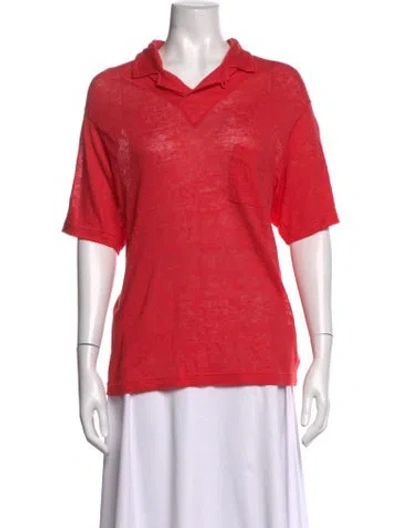 Pre-owned Maryam Nassir Zadeh Linen Short Sleeve Polo In Pink