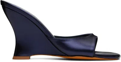 Maryam Nassir Zadeh Navy Lido Wedge Heeled Sandals In 774 Alder Metallic C
