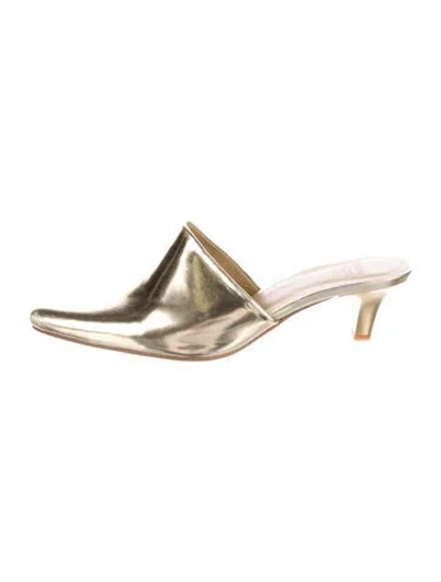Pre-owned Maryam Nassir Zadeh Patent Leather Mules In Gold