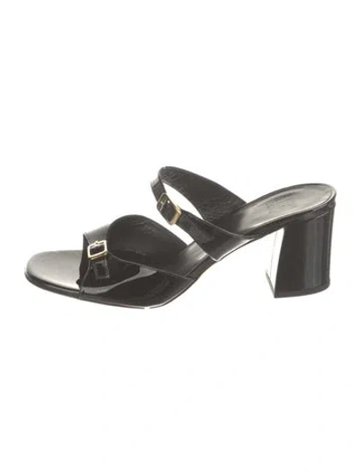 Pre-owned Maryam Nassir Zadeh Patent Leather Slides In Black