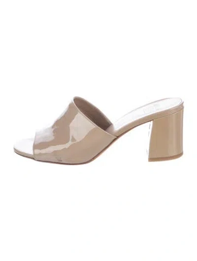 Pre-owned Maryam Nassir Zadeh Patent Leather Slides In Neutrals