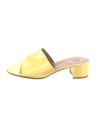 Pre-owned Maryam Nassir Zadeh Patent Leather Slides In Yellow
