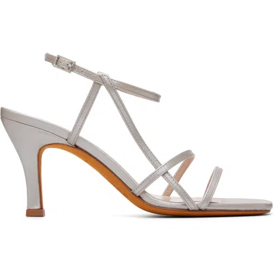 Maryam Nassir Zadeh Silver Irene Heeled Sandals In 563 Shell Calf
