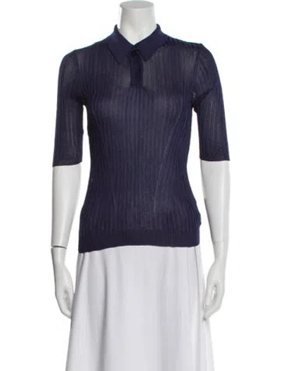 Pre-owned Maryam Nassir Zadeh Three-quarter Sleeve Polo In Blue