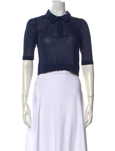 Pre-owned Maryam Nassir Zadeh Three-quarter Sleeve Polo In Blue