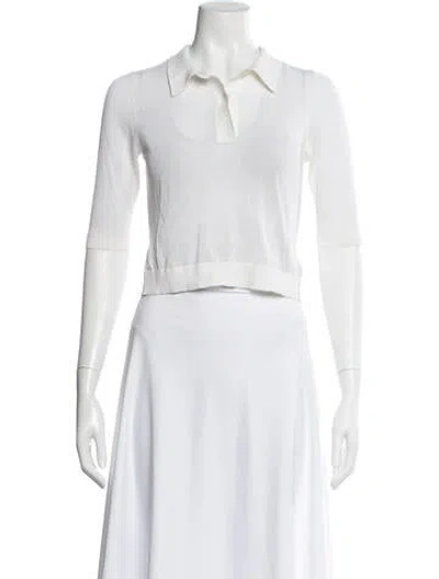 Pre-owned Maryam Nassir Zadeh Three-quarter Sleeve Polo In White