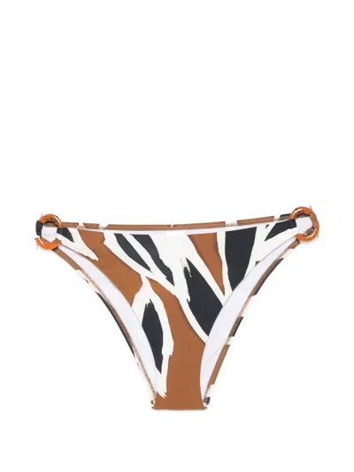 Maryan Mehlhorn Ring-detail Print Bikini Bottoms In Neutral