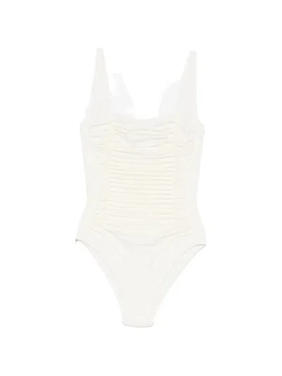 Maryan Mehlhorn Ruched-detail Swimsuit In Neutral