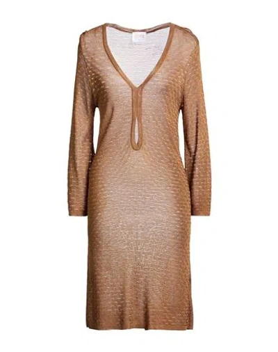 Maryan Mehlhorn Woman Midi Dress Camel Size Xs Viscose In Brown