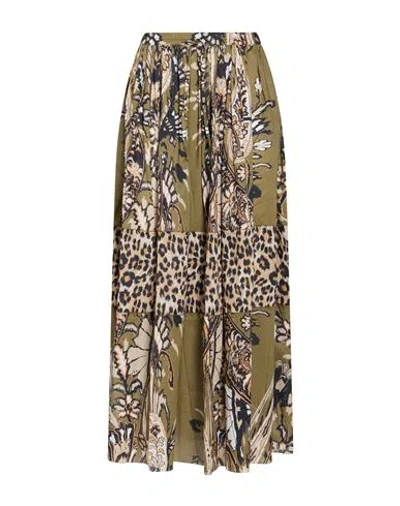 Marybloom Woman Maxi Skirt Military Green Size S Cotton