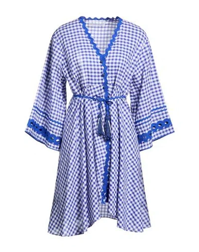 Marybloom Woman Mini Dress Bright Blue Size M Cotton
