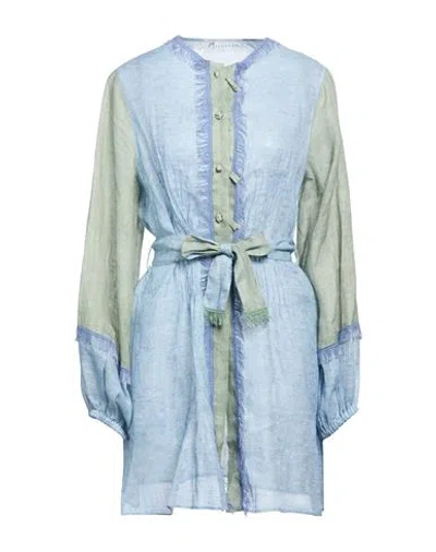 Marybloom Woman Mini Dress Light Blue Size S Linen