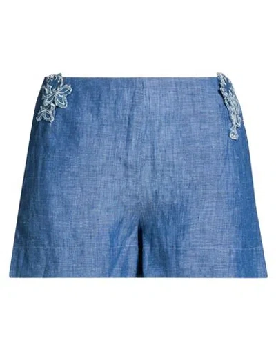 Marybloom Woman Shorts & Bermuda Shorts Blue Size L Cotton