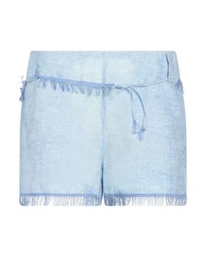 Marybloom Woman Shorts & Bermuda Shorts Light Blue Size M Linen