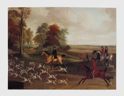 Marye-kelley Decoupage Fox Hunt A & B Placemats Set Of 4 In Beige In Multi