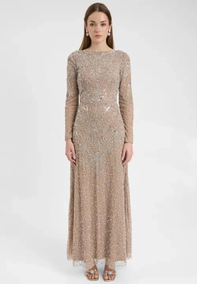 Maryisa Modest Embellished Sequin Beaded Dress Maxi With Detailed Design