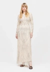 Maryisa Modest Embellished Sequin Beaded Maxi Dress