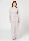 Maryisa Modest Embellished Sequin Beaded Maxi Dress With Sleeve