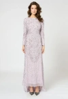 Maryisa Modest Embellished Sequin Beaded Maxi Dress With Trail