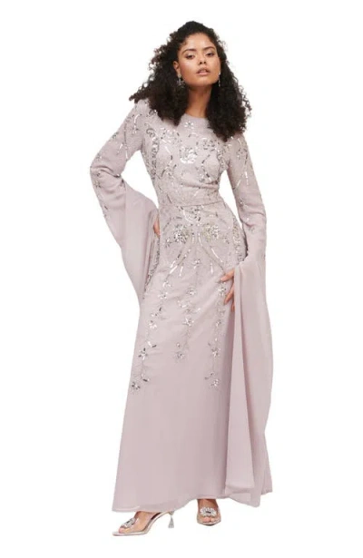 Maryisa Modest Ruffle Dress Maxi With Floral Print In Blue