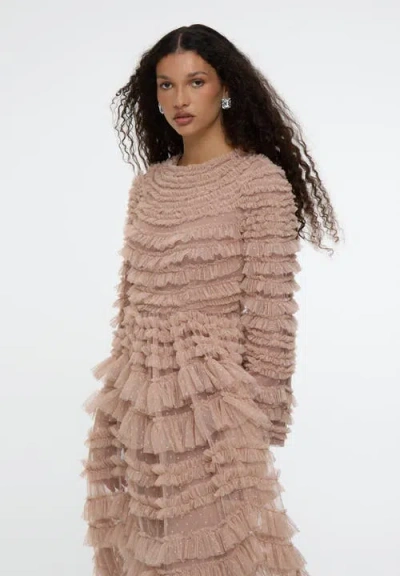 Maryisa Modest Ruffle Dress Maxi With Self Print