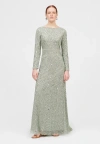 Maryisa Embellished Sequin Beaded A Line Gown In Sage Green