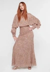 Maryisa Embellished Sequin Beaded Maxi Dress In Taupe Blush