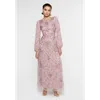 Maryisa Embellished Sequin Beaded Floral With A Line Gown In Frosted Pink