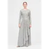 Maryisa Embellished Sequin Beaded Floral Overlap Maxi Dress In Light Grey